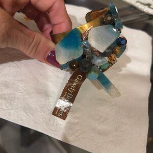 Gawdy Bobbles Unique Blue and Brown Stone Bracelet NWT